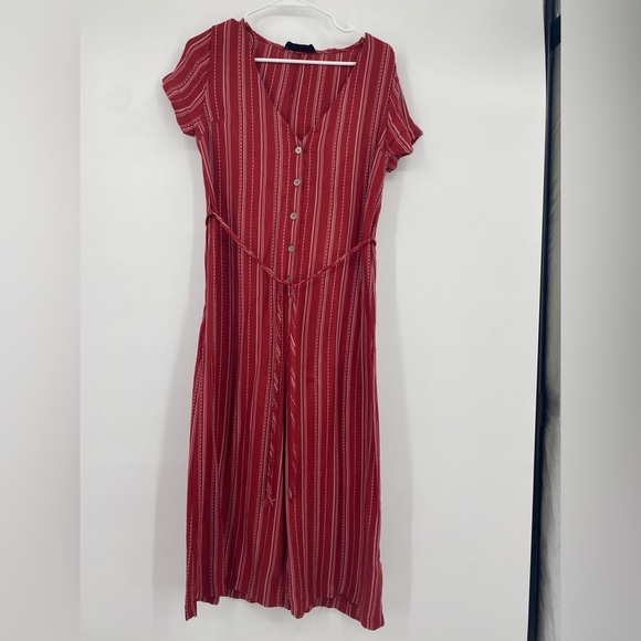 RED STRIPED JUMPSUIT - Picture 1 of 8